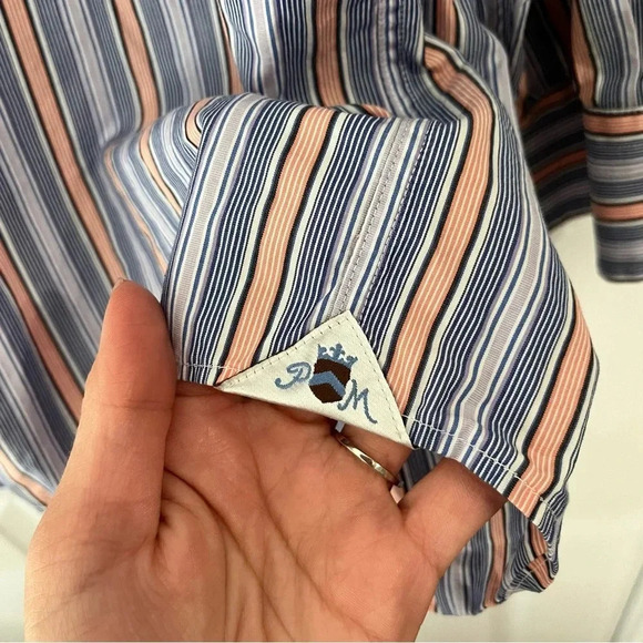Peter Millar Men's Size Large Blue Long Sleeve Button Up Plaid Shirt 100% Cotton - Picture 3 of 5